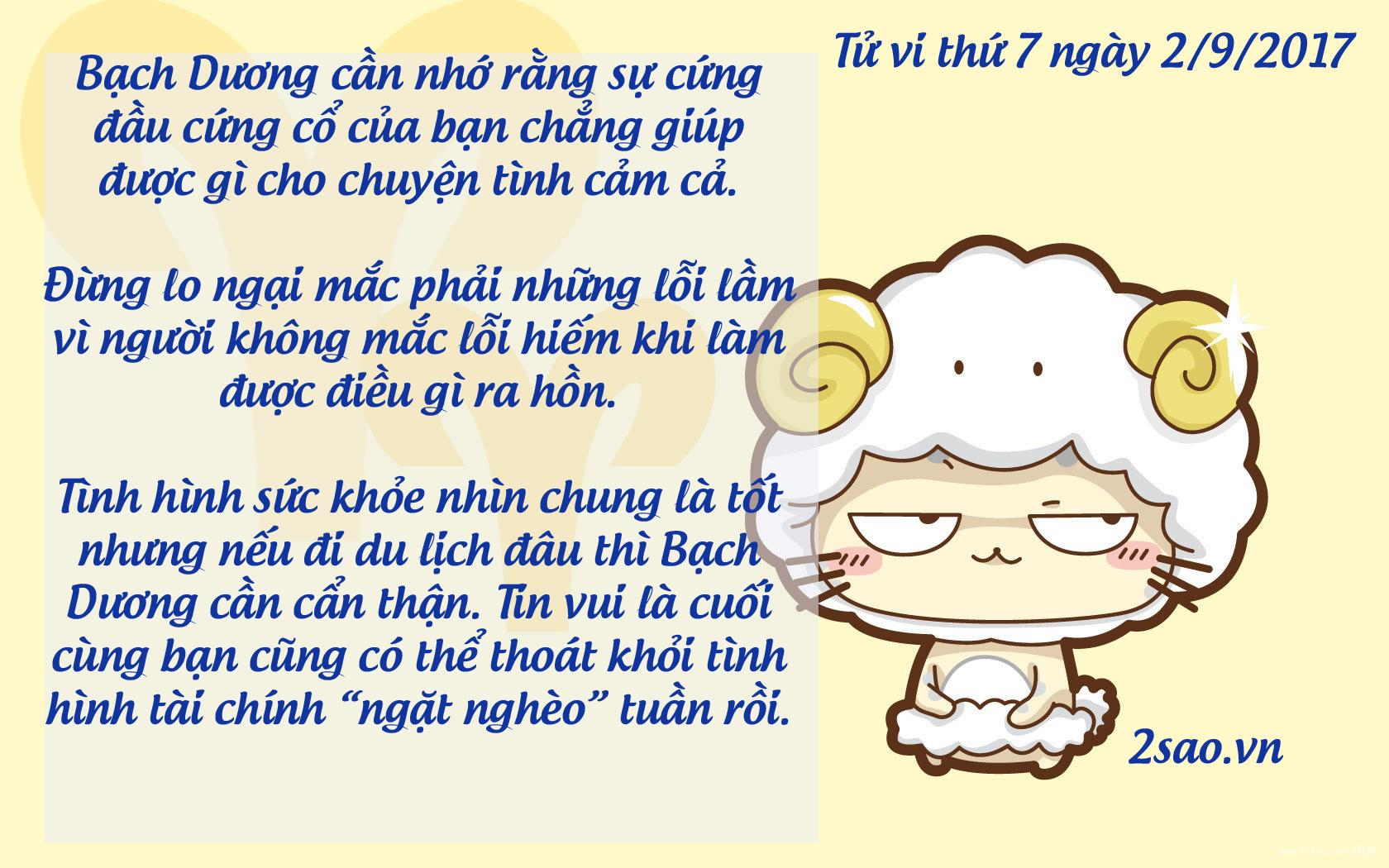 Tử vi thứ 7 ngày 2/9/2017 của 12 cung hoàng đạo-1