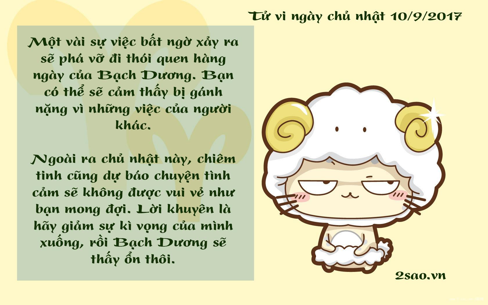 Tử vi chủ nhật ngày 10/9/2017 của 12 cung hoàng đạo-1