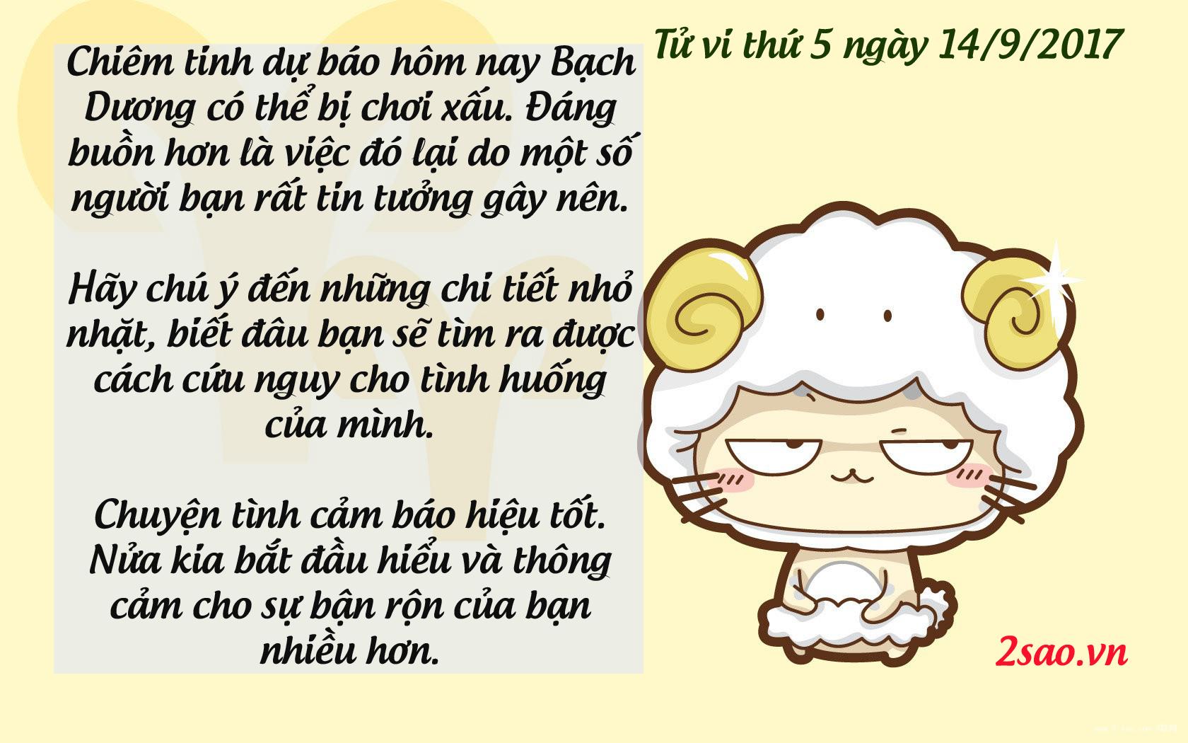 Tử vi thứ 5 ngày 14/9/2017 của 12 cung hoàng đạo-1