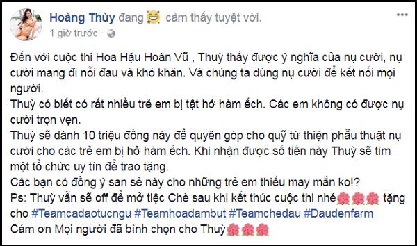 Thắng giải bình chọn hoa hậu online, Hoàng Thùy hứa mở tiệc chiêu đãi bằng chè đậu đen-3