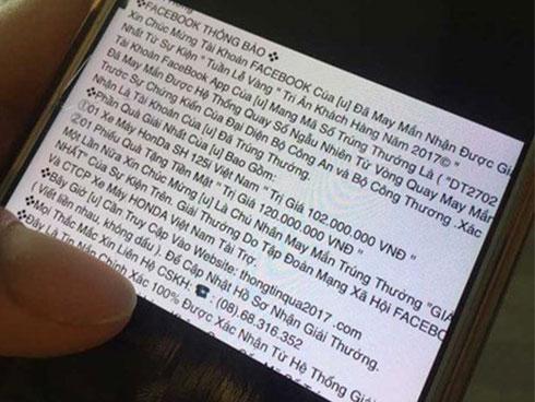 Mất 100 triệu vì sập bẫy trúng thưởng trên Facebook