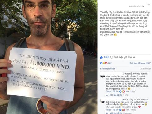 Dân mạng kêu gọi tìm điện thoại cho du khách Tây bị mất ở Cát Bà