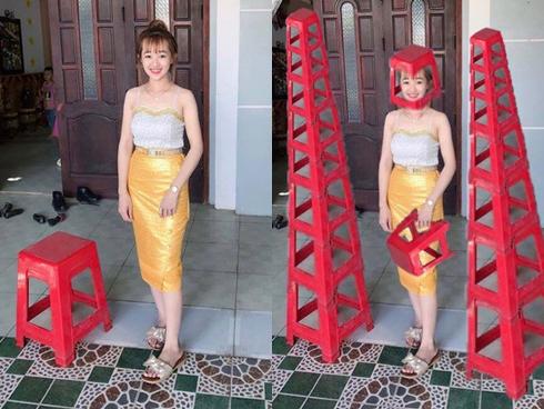 Cười ngất với cái kết hot girl lên mạng nhờ các 'thánh photoshop' xóa chiếc ghế đỏ