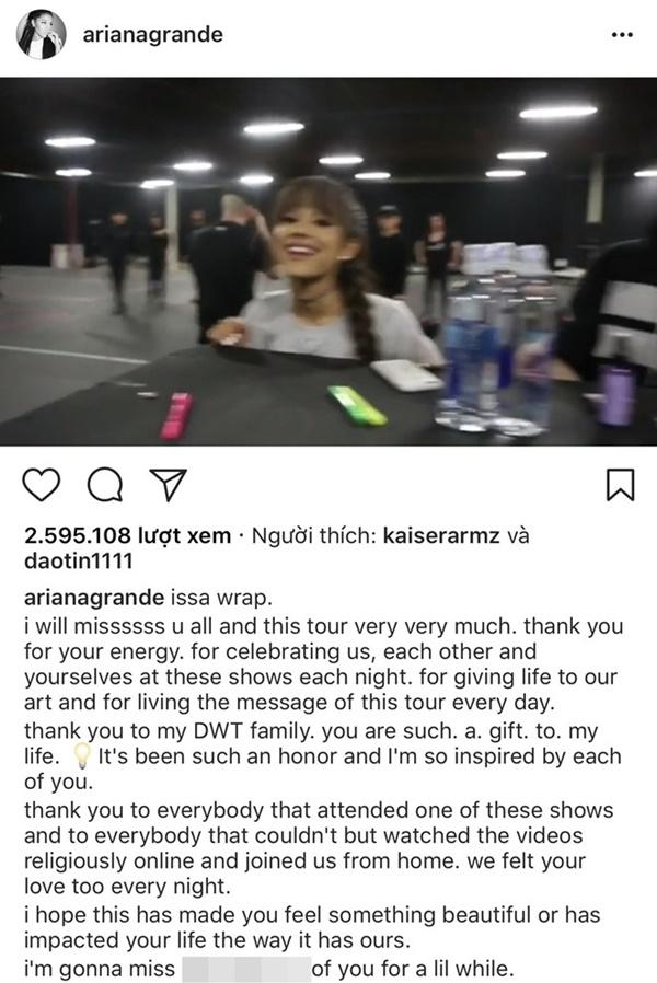 Ariana Grande viết tâm thư cảm ơn fan sau khi kết thúc tour diễn-1