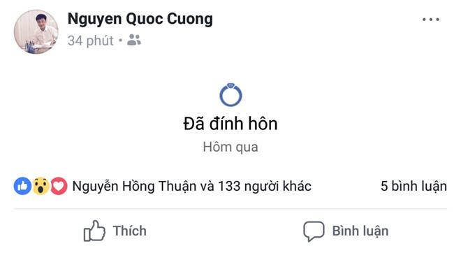 Cường Đô La và Đàm Thu Trang đồng loạt chia sẻ đã đính hôn-1
