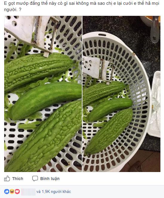 Cô nàng gọt mướp đắng bị dân tình cười bò vì siêu phẩm mướp đắng đội lốt dưa chuột-1