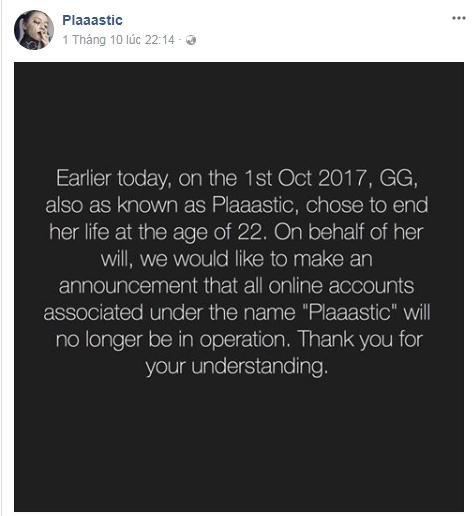 Blogger người Việt hot nhất Instagram Plaaastic tỏ ra bất thường trước khi thông báo tự sát-4