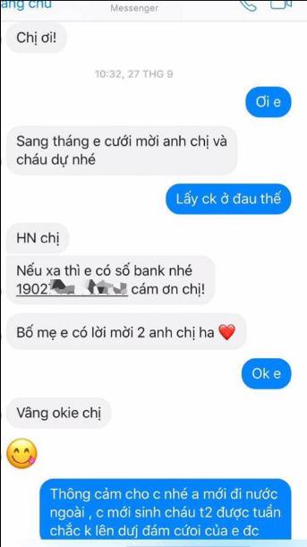 Đòi bằng được 500 nghìn tiền mừng cưới: Chị không đến được thì chuyển khoản cho em-2