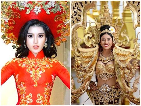 Huyền My trong héo ngoài tươi với quốc phục nặng 30 kg trên sân khấu Miss Grand International 2017-19