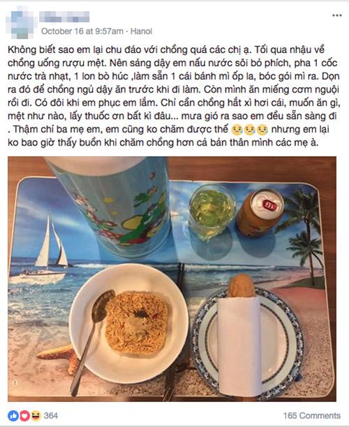 Vợ đảm khoe cảnh chăm chồng say rượu, nào ngờ bị dân mạng ném đá sấp mặt-1