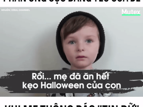 Phản ứng cực yêu của cậu bé khi mẹ nói ăn hết kẹo trong ngày Halloween