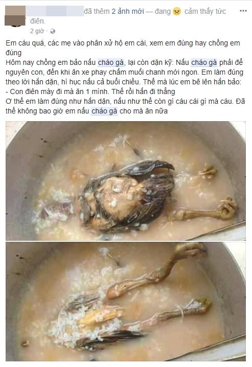 Sự thật nồi cháo gà nguyên lông các ông chồng đem ra chê vợ, các bà vợ nhận vơ do chồng mình nấu-2