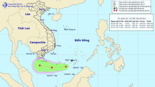 Tin mới về áp thấp ngày 30/10: Biển Đông xuất hiện vòi rồng, gió giật mạnh cấp 8-1