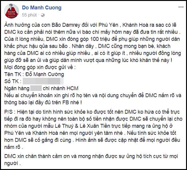 Bản tin ấm áp sáng 8/11: Sau Thủy Tiên, Đỗ Mạnh Cường ủng hộ 100 triệu đồng cho người dân vùng bão-1