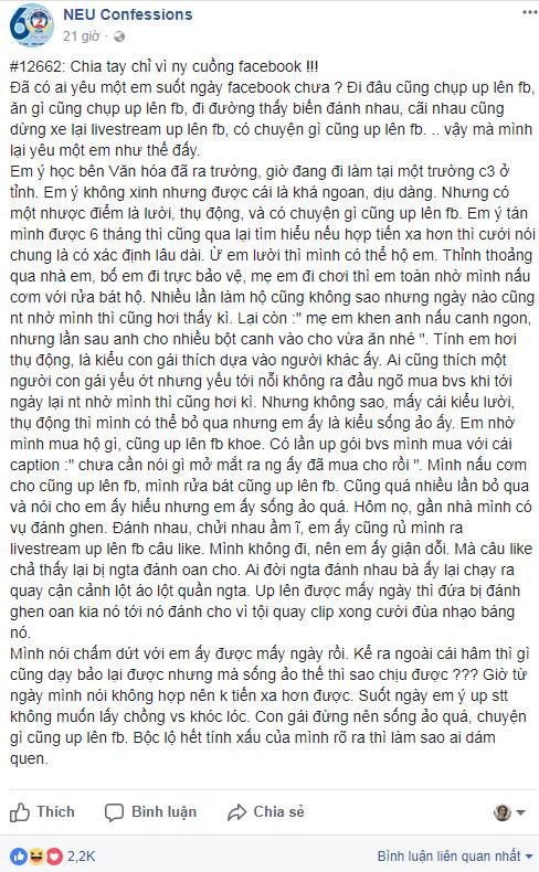 Bị người yêu bỏ không thương tiếc vì quá chăm up và live stream Facebook-2