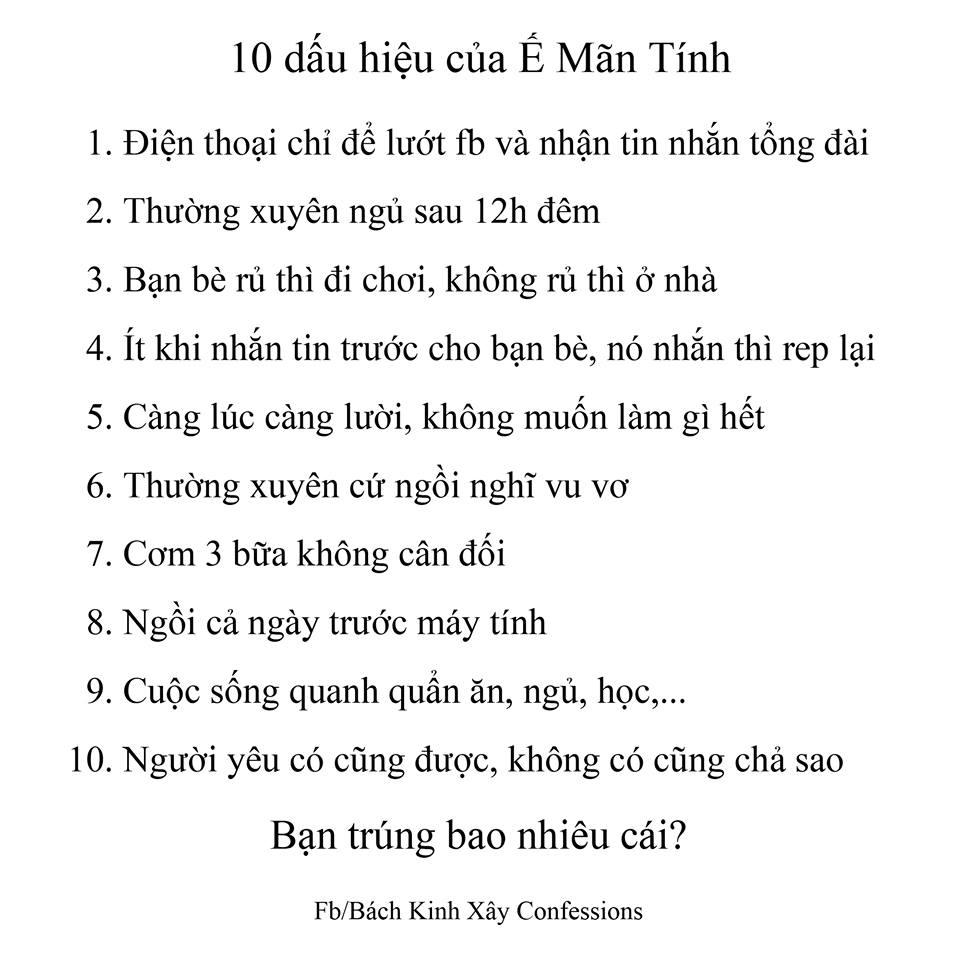 10 dấu hiệu của ế mãn tính, ai có cả 10 giơ tay-1