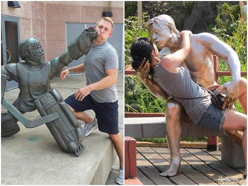 15 tư thế tạo dáng 'bá đạo' của con người bên các bức tượng