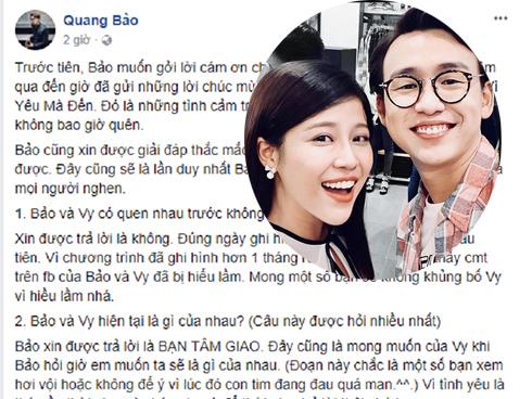 Gây sốt khi đồng ý lời tỏ tình, Quang Bảo của 'Vì yêu mà đến' lại tuyên bố Cao Vy là bạn tâm giao