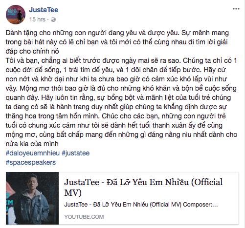 Mải mê nhìn MV tăng hạng trending trên Youtube, mà Justatee không nhìn ra lỗi gõ chữ to đùng thế này?-3