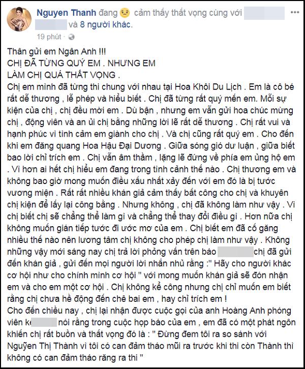 Bị Lê Âu Ngân Anh so sánh khập khiễng, Nguyễn Thị Thành tuyên bố không ủng hộ tân hoa hậu-2