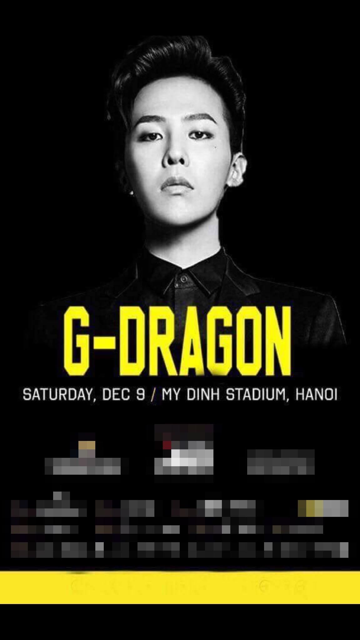 Xôn xao về poster thông báo G-Dragon (Big Bang) diễn tại Hà Nội vào tháng 12-1