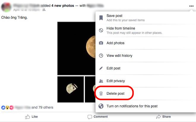 3 cách xóa status, hình ảnh trên Facebook khi nút Delete không còn-1