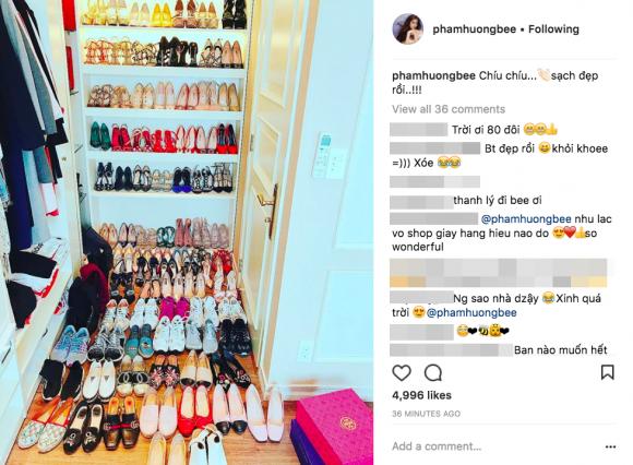 Đến lượt Phạm Hương khoe tủ giày hiệu gần 100 đôi hoành tráng-1