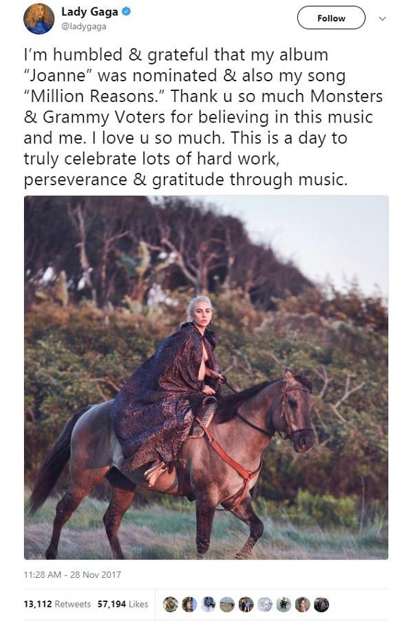 Lady Gaga, Lana Del Rey và loạt sao phản ứng trước đề cử Grammy 2018-1