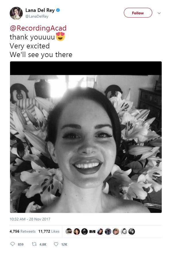 Lady Gaga, Lana Del Rey và loạt sao phản ứng trước đề cử Grammy 2018-4