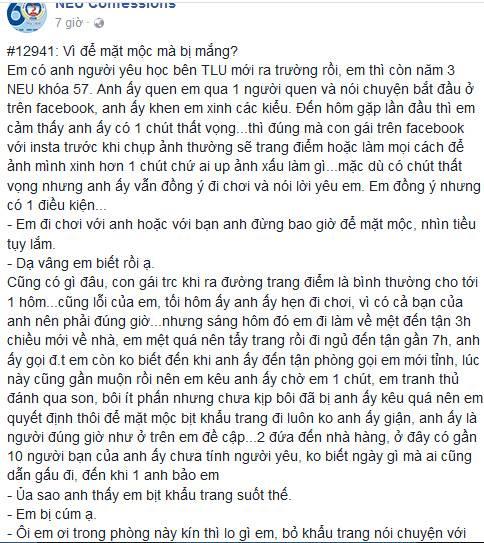 Cười nghiêng ngả chuyện cô nàng bị người yêu mắng té tát vì để mặt mộc đi chơi-1