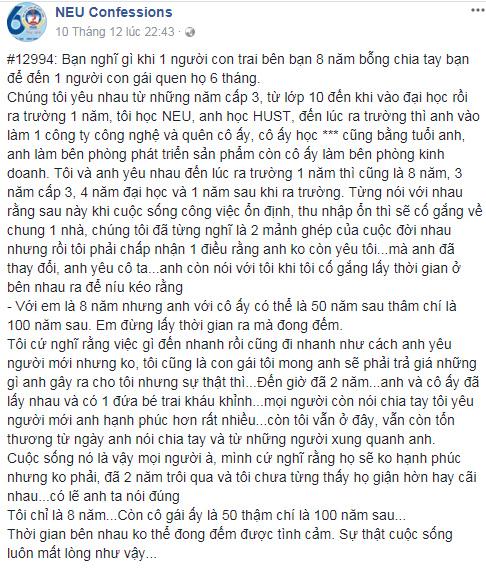 Cô nàng cay đắng chấp nhận bị người yêu 8 năm bỏ rơi chỉ vì cô gái anh ta quen 6 tháng-1