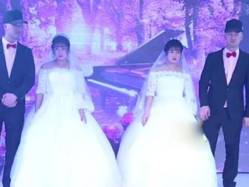 Đám cưới sinh đôi khiến khách mời choáng váng không phân biệt nổi cô dâu, chú rể