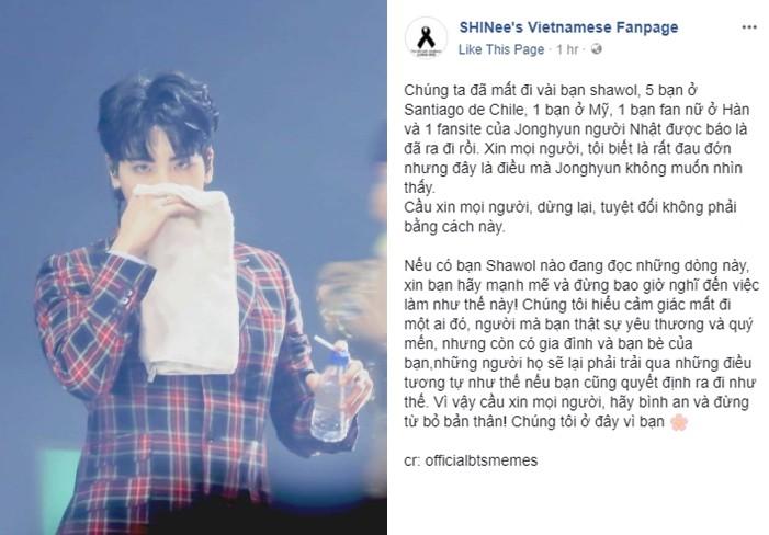 Cộng đồng fan SHINee xôn xao tin người hâm mộ khắp thế giới tìm đến cái chết sau khi nghe tin Jonghyun tự tử-1