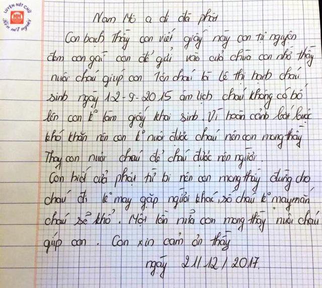 Bỏ rơi con tại chùa, người mẹ viết thư mong thầy đừng cho cháu đi nơi khác-2