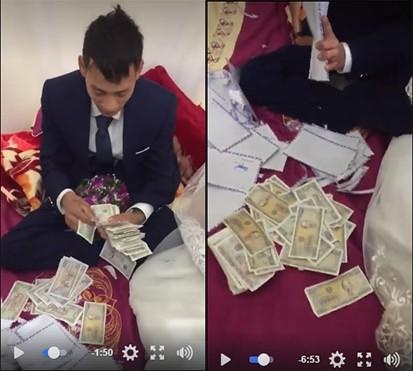 Cô dâu, chú rể mừng rơi nước mắt khi mỏi mồm đếm tiền lẻ mừng cưới của hội bạn thân-1