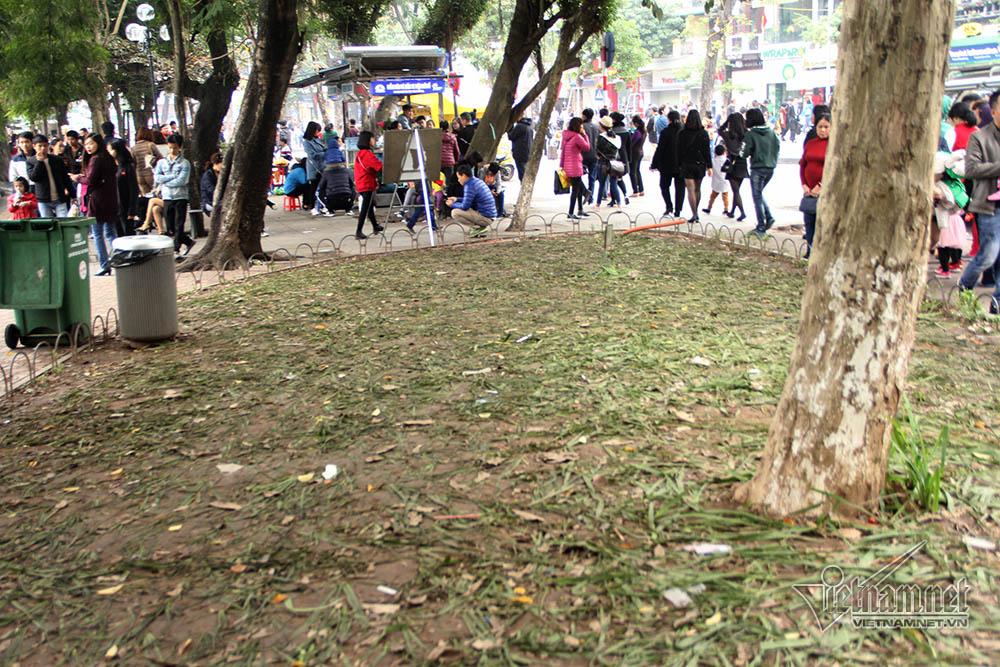 Vườn hoa hồ Gươm bị san phẳng sau đêm giao thừa-2