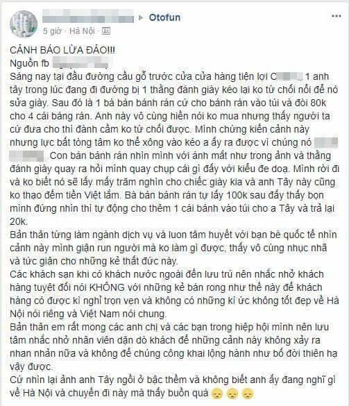 Bắt nam thanh niên đánh giày cấu kết chặt chém khách nước ngoài 4 chiếc bánh rán 80.000 đồng-1