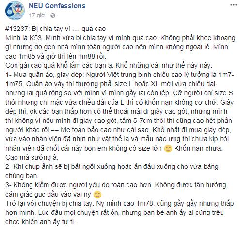 Cô gái lên mạng than vãn khổ sở khi bị người yêu bỏ vì tội quá… cao-1