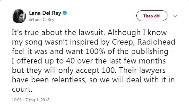 Vụ kiện lùm xùm nhất tuần qua: Lana Del Rey có cố tình đạo nhạc Radiohead hay không cũng không quan trọng-1