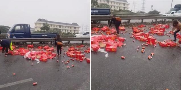Hình ảnh đẹp: Xe tải chở Coca bị đổ, hàng chục người xúm lại giúp tài xế-3