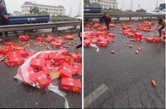 Hình ảnh đẹp: Xe tải chở Coca bị đổ, hàng chục người xúm lại giúp tài xế-4