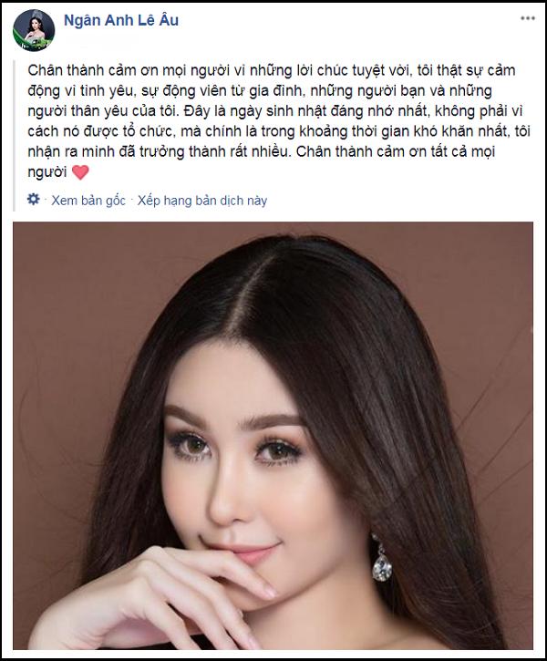 Hồi phục sau cú shock yêu cầu tước vương miện, Hoa hậu Lê Âu Ngân Anh đón sinh nhật trưởng thành-1