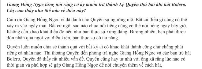 Giang Hồng Ngọc bức xúc viết tâm thư khi bị Lệ Quyên đánh giá thấp về giọng hát-2