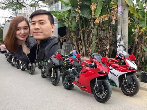 Mãn nhãn lễ ăn hỏi 'ngập' trong xe phân khối lớn, xe hơi hạng sang ở Hải Phòng