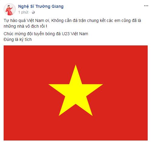 Loạt sao Việt hét khản cổ khi U23 Việt Nam tiến thẳng vào chung kết U23 châu Á-13