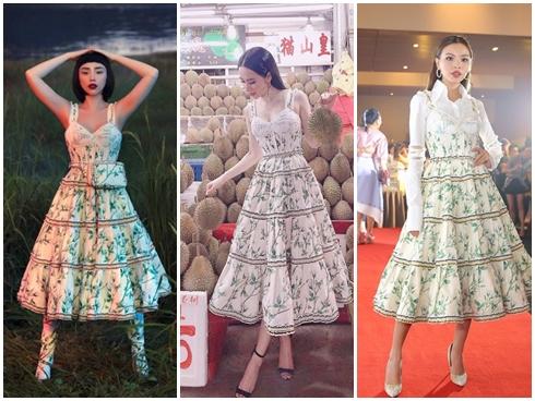 Không chỉ mặc một thiết kế những hai lần, Tóc Tiên còn đụng hàng kép cả Angela Phương Trinh và Tú Hảo