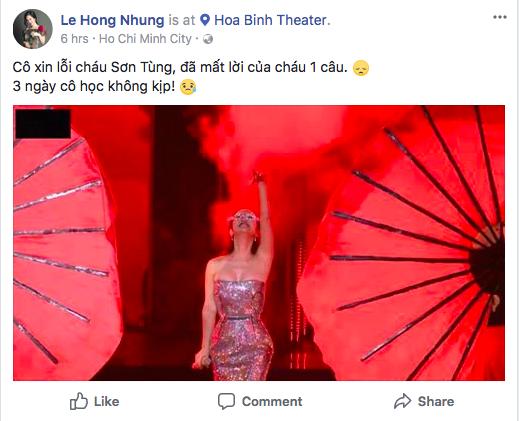 Hồng Nhung xin lỗi cháu Sơn Tùng vì quên lời khi cover Lạc trôi-2