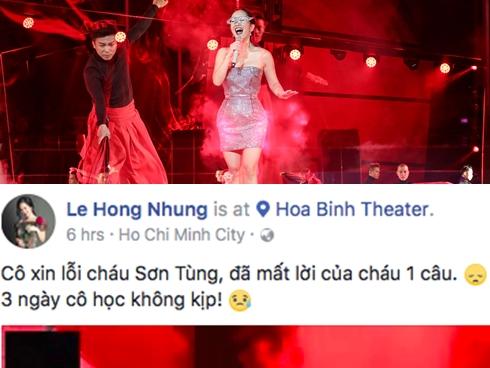 Hồng Nhung xin lỗi 'cháu' Sơn Tùng vì quên lời khi cover 'Lạc trôi'