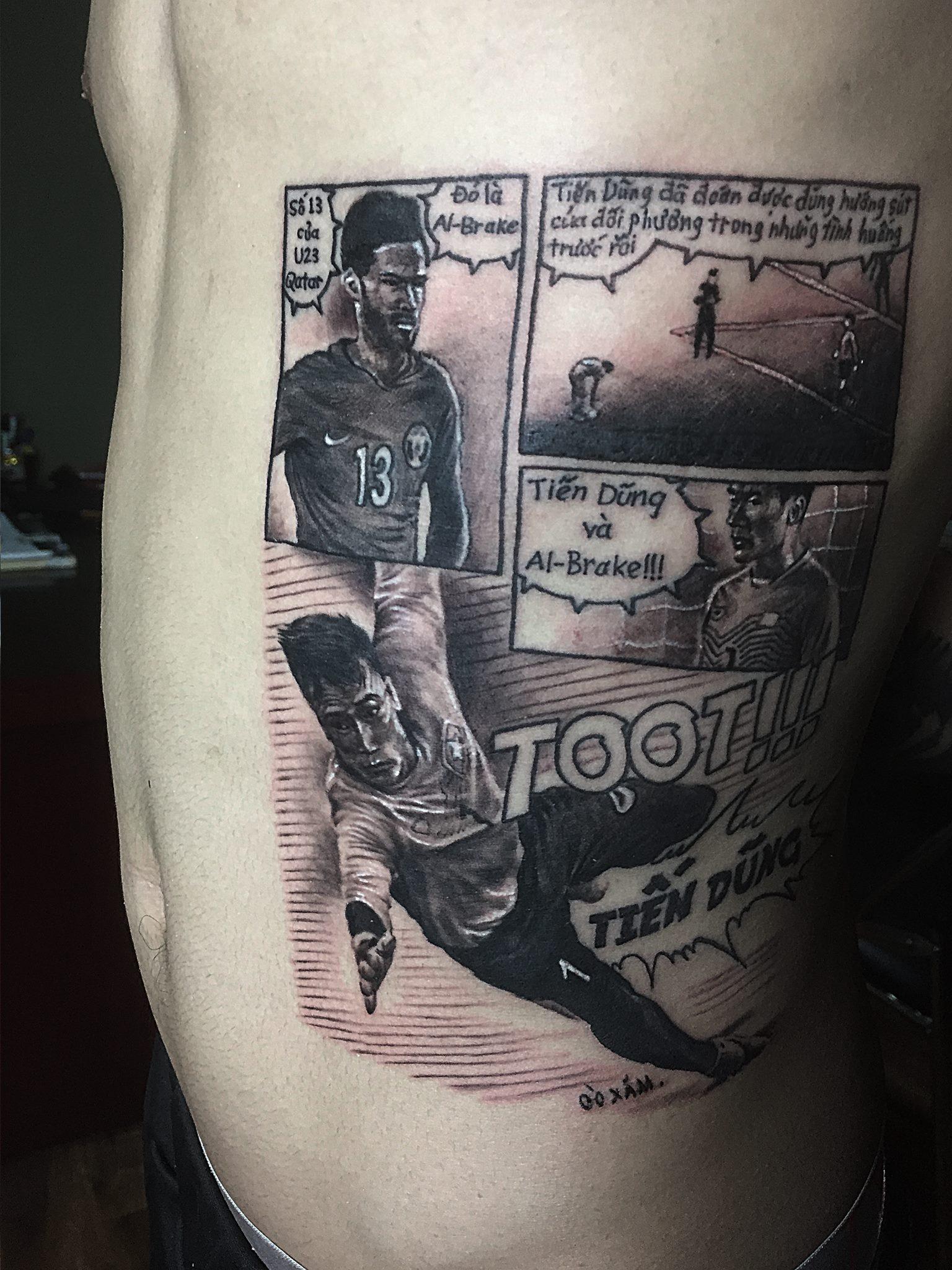 Hình xăm thể hiện chiến thắng của U23 Việt Nam trước Qatar được đánh giá chất hơn Người phán xử-2