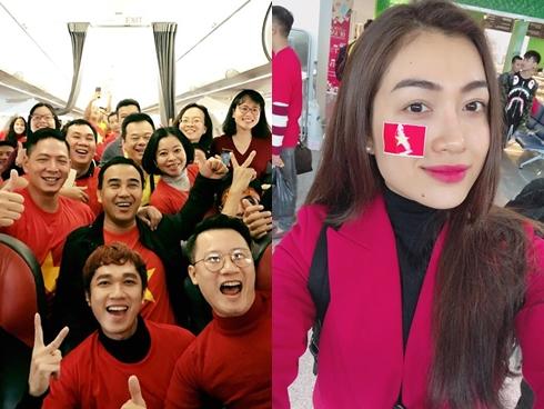 Nửa đêm mờ sáng, sao Việt đã có mặt tại Trung Quốc cổ vũ U23 Việt Nam chơi trận cuối hết mình